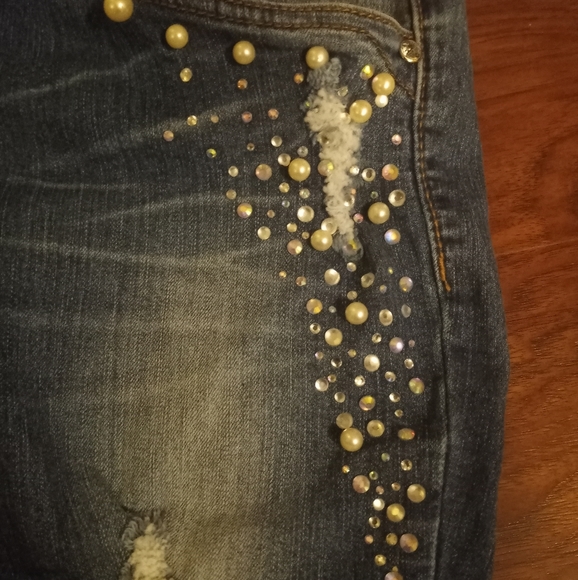 Jou Jou Ripped Rhinestone Jeans - Picture 5 of 6